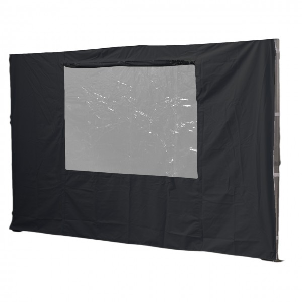 4,5m Seitenwand mit Fenster, schwarz, 300 g/m²