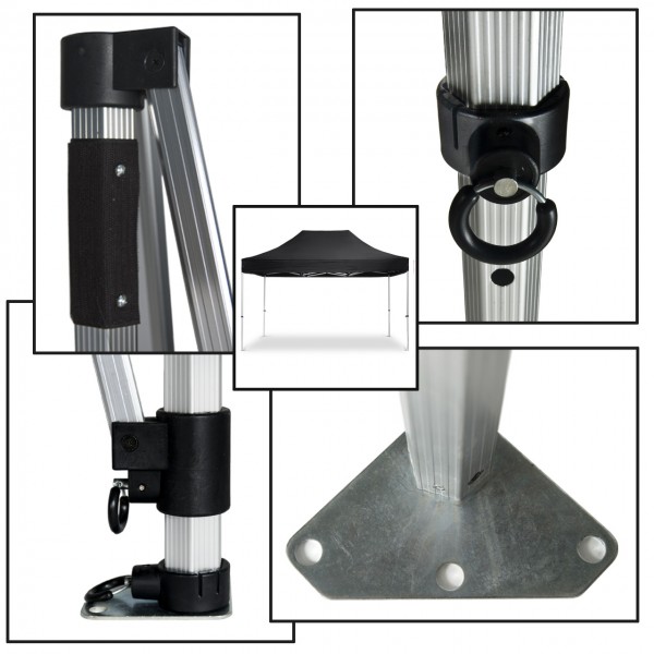 Duratent Faltpavillon, Hexa40, 3x4,5m, schwarz