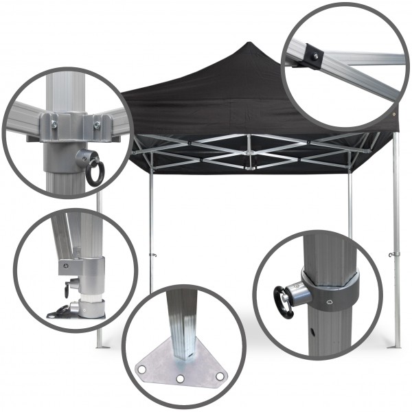 Duratent Faltpavillon, Hexa50, 3x3m, schwarz