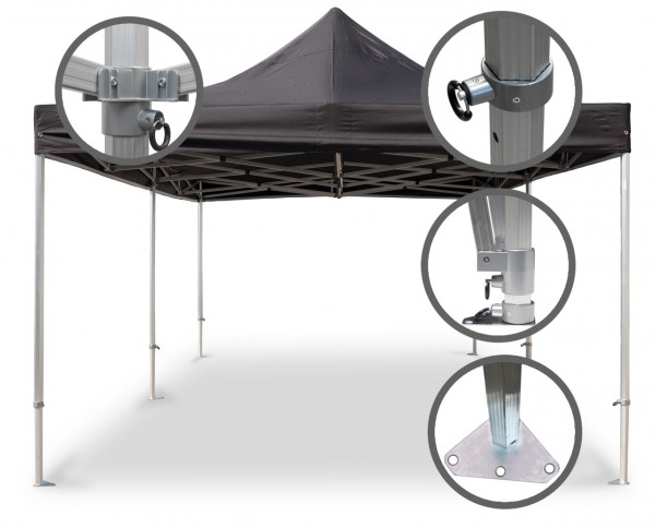 Duratent Faltpavillon, Hexa50, 4x8m, schwarz