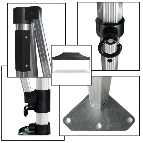 Duratent Faltpavillon, Hexa40, 3x6m, schwarz