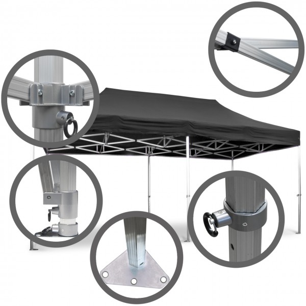 Duratent Faltpavillon, Hexa50, 3x6m, schwarz