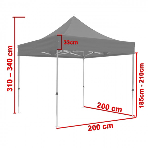 Duratent Faltpavillon, Hexa40, 2x2m, rot