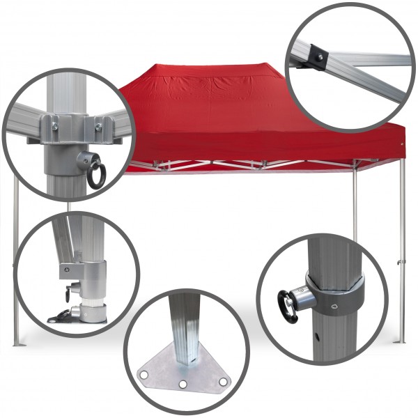 Duratent Faltpavillon, Hexa50, 3x4,5m, rot