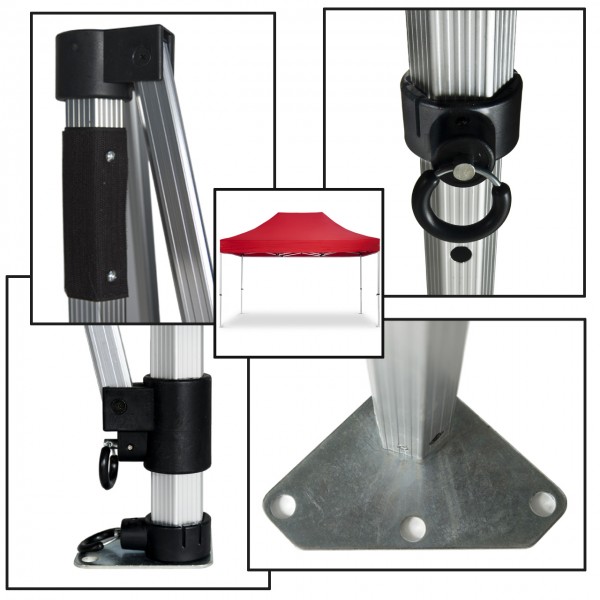 Duratent Faltpavillon, Hexa40, 3x4,5m, rot