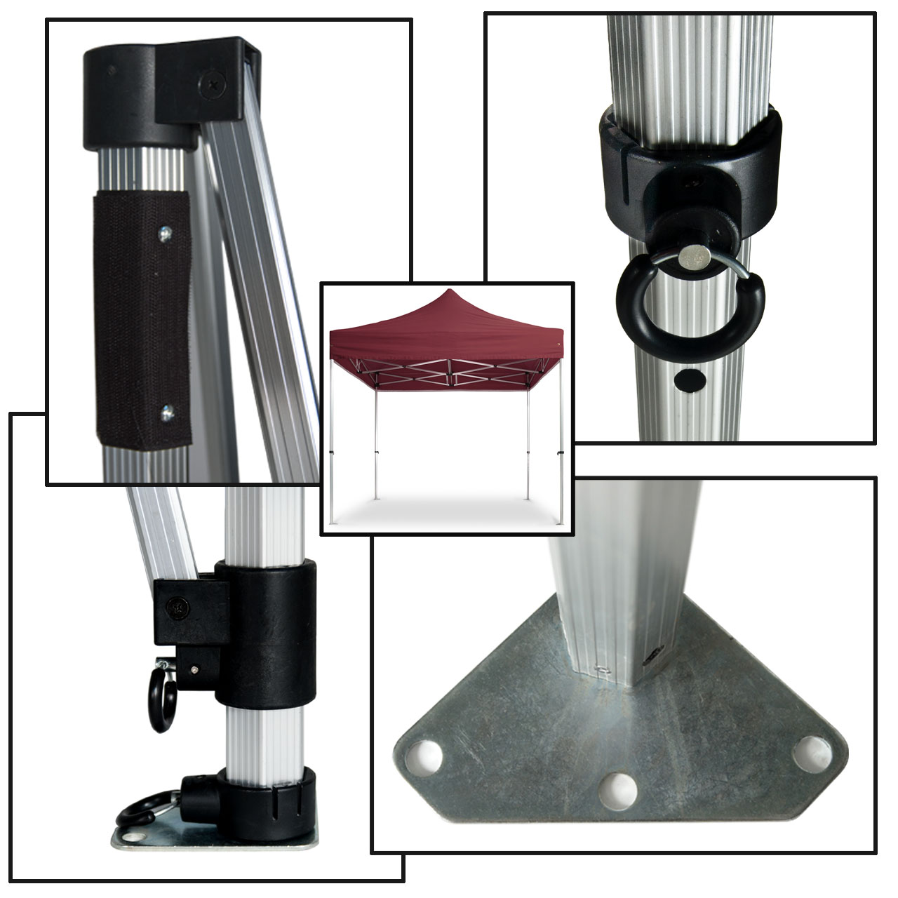 Faltpavillon-Konstruktion-40mm-burgund