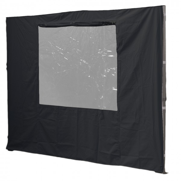 3m Seitenwand mit Fenster, schwarz, 300 g/m²
