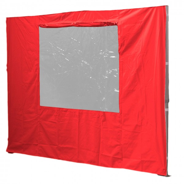 2m Seitenwand mit Fenster, rot, 300 g/m²