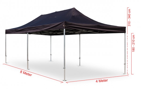 Duratent Faltpavillon, Hexa50, 4x8m, schwarz