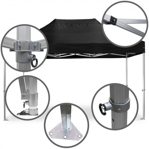 Duratent Faltpavillon, Hexa50, 3x4,5m, schwarz