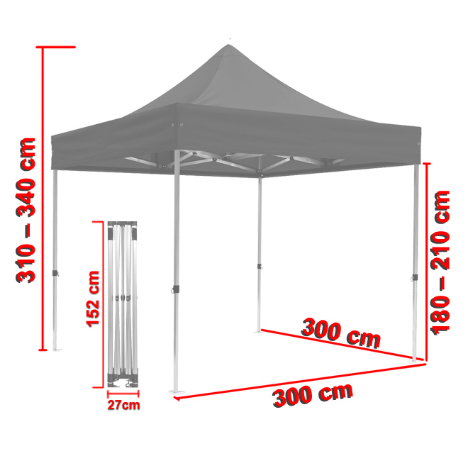 Grünes Faltpavillon 3x3m ECO 25mm Stahlrohr Plane 220g / m² 100%  wasserdichte PVC-BESCHICHTUNG Gartenpavillon Empfangspavillon