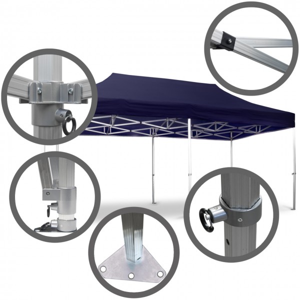 Duratent Faltpavillon, Hexa50, 3x6m, blau