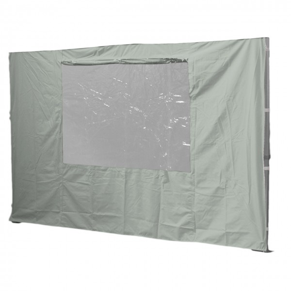 3m Seitenwand mit Fenster, grau, 300 g/m²