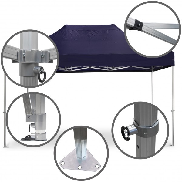 Duratent Faltpavillon, Hexa50, 3x4,5m, blau