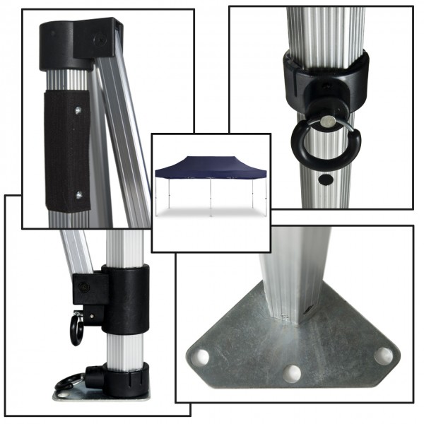 Duratent Faltpavillon, Hexa40, 3x6m, blau